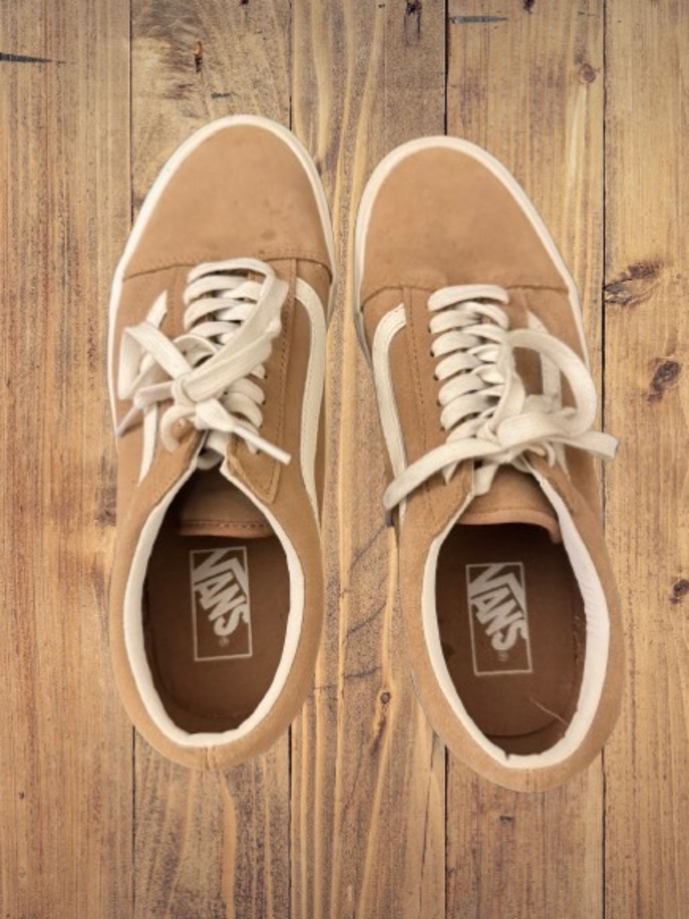 Vans Women’s Suede Low-Top Platform Sneakers in Tan/White Size 10.5